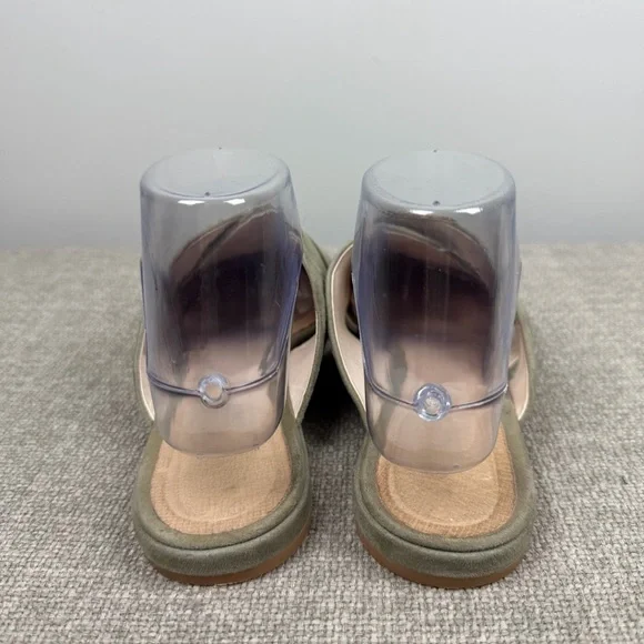 42 Gold Womens Carra Flat Heel Mule Cushioned Insole Green Suede Size 9 Pointy - Picture 6 of 11